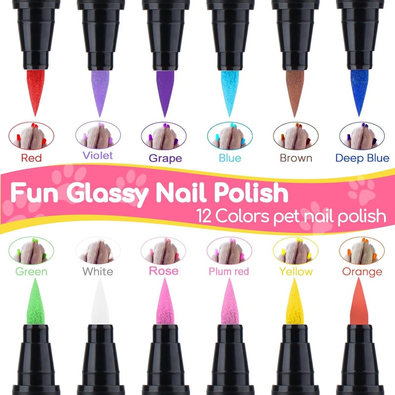 OLINGYOU Dog Nail Polish， Dog Nail Polish Pens Quick Dry-12 Colors, Pet Nail Polish Set for Dogs， DIY Dogs Puppy Nails, Dog Safe Nail Polish Non Toxic, Odorless, Easy to Applyt - Image 2